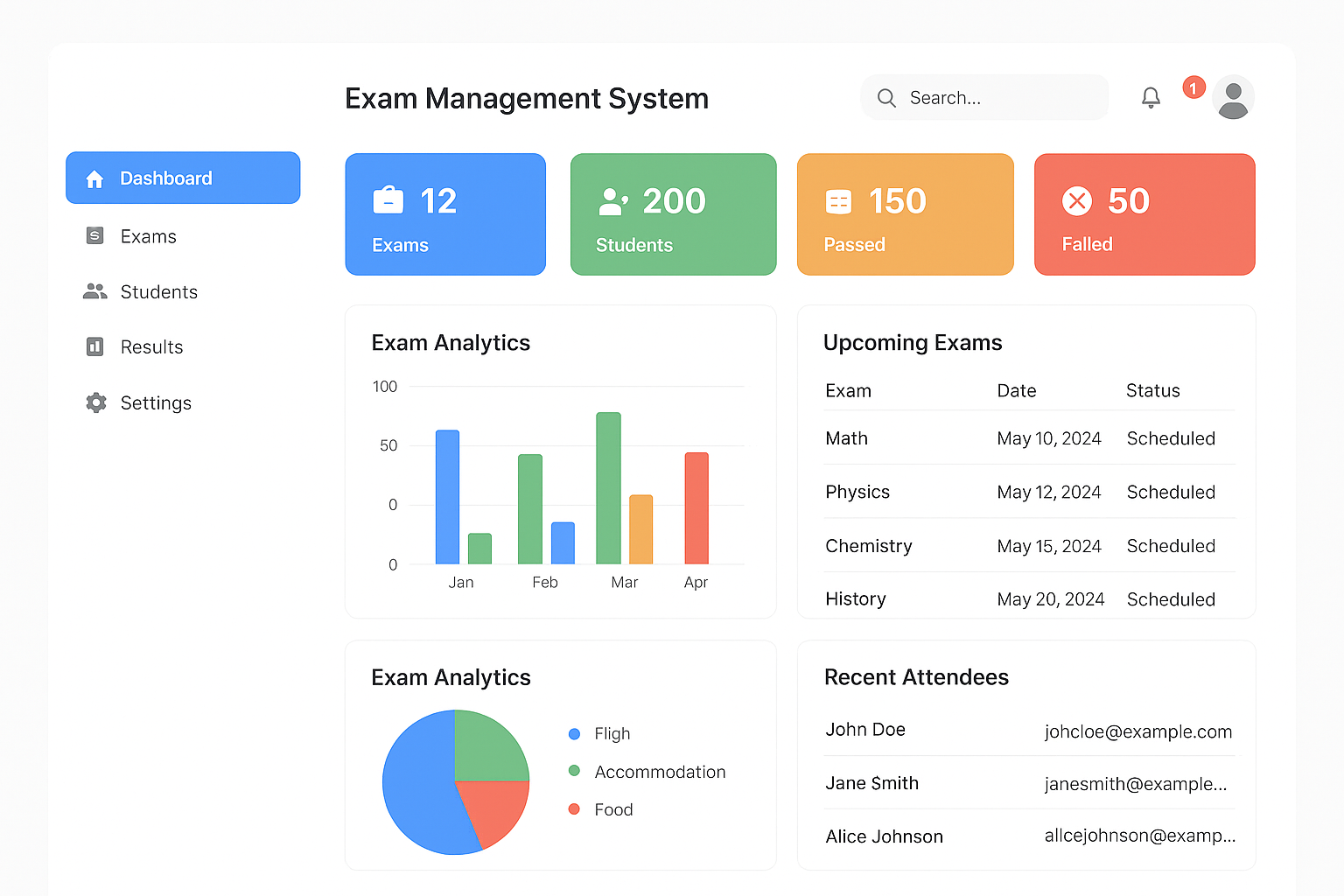 Exam Management Dashboard
